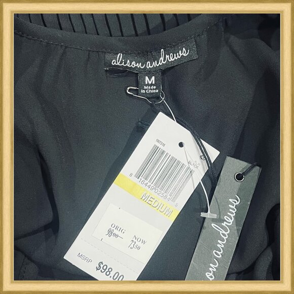 ALISON ANDREWS Black Cold Shoulder Pleated Mini Dress - Size M / NWT - Picture 8 of 10